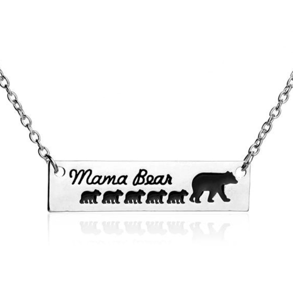 Silhouette Mama Bear & 5 Baby Bear Necklace